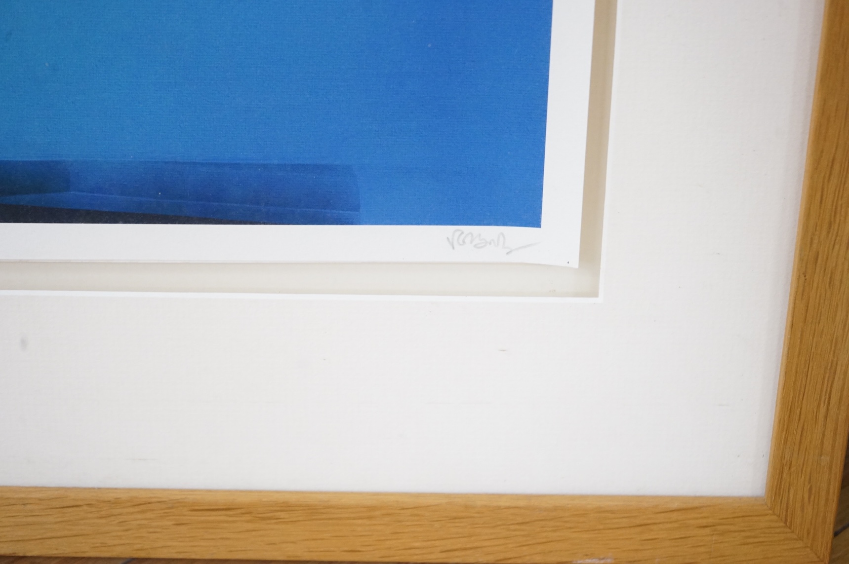 Valda Bailey (contemporary), abstract compositions to include ‘Back to Blue’, each signed in pencil, three photographic prints, largest 33 x 45cm